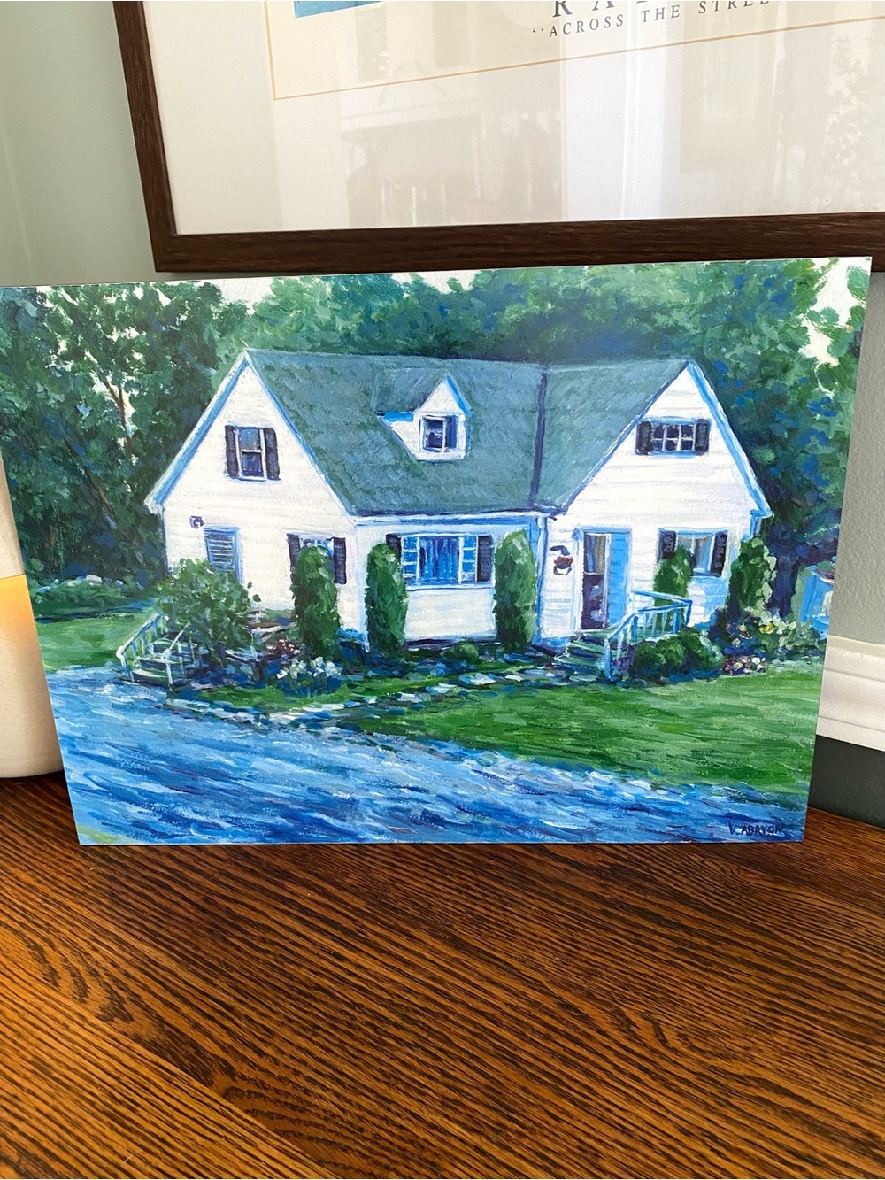 Print of Watercolor Painting of White Cottage House